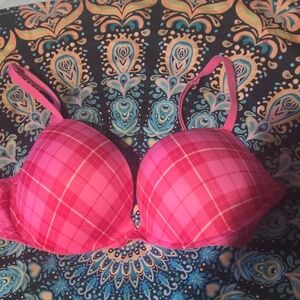 Victoria's Secret Vibrant Pink Plaid Bra